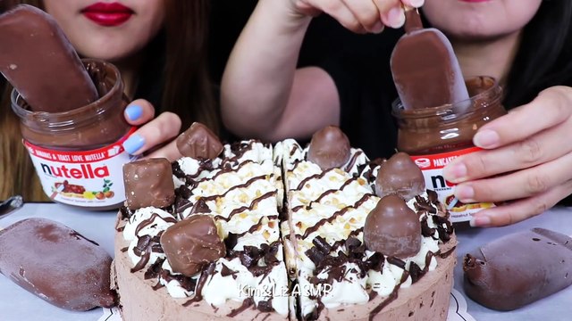 ASMR CHOCOLATE CAKE + MAGNUM ICE CREAM + NUTELLA 리얼사운드 먹방 Kim&Liz ASMR
