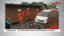 Kemalangan | Treler terbalik hempap lapan kenderaan, 21 basikal