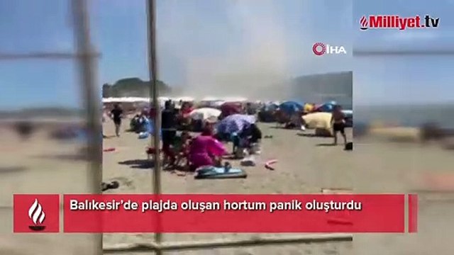 Plajda oluşan hortum panik oluşturdu! O anlar kamerada