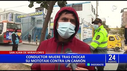 下载视频: Mototaxista muere tras chocar contra camión en SJM: víctima conducía en dirección contraria