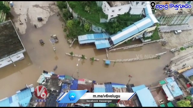 Bhadrachalam Godavari Flood Drone Visuals _ Telangana Rains | V6 News