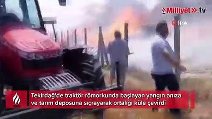 Binlerce saman balyası alev alev yandı