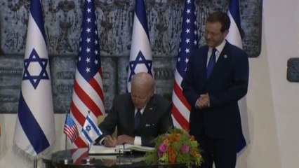 Il Presidente israeliano Isaac Herzog riceve Joe Biden