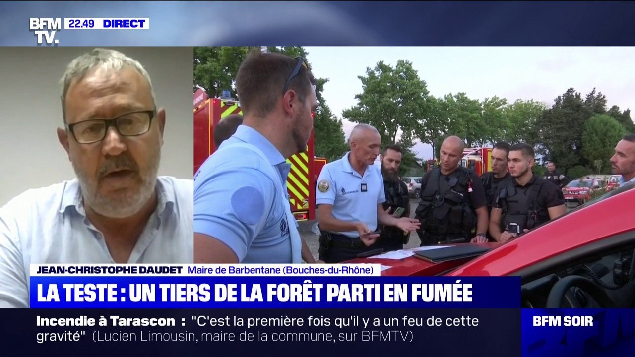 Jean-Christophe Daudet, maire de Barbentane dans les Bouches-du-Rhône:  "Sûrement plus de 1000 hectares brûlés [...] C'est un véritable désastre  pour le massif de la Montagnette" - Vidéo Dailymotion