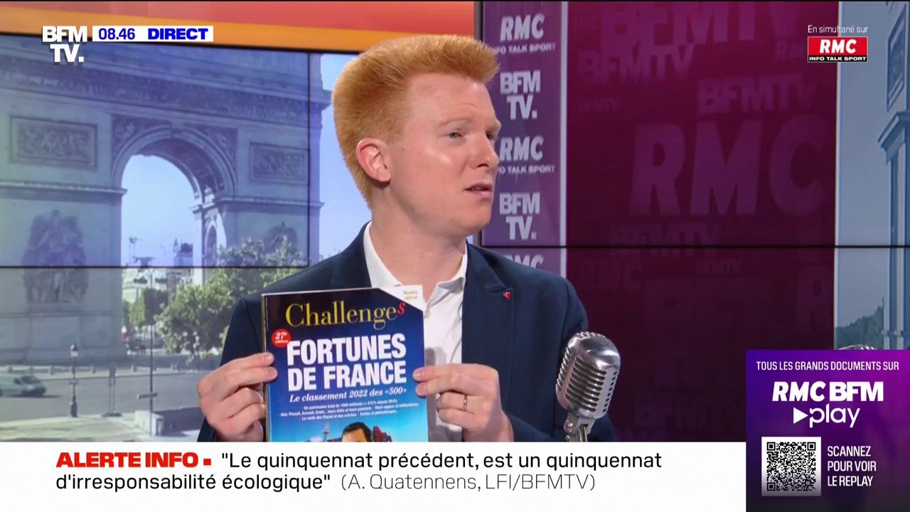 Après Fabien Roussel, Adrien Quatennens (@AQuatennens) brandit le numéro "Fortunes de France" du magazine Challenges pour dénoncer l'inégale répartition des richesses