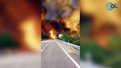 El incendio de Casas de Miravete avanza sin control y las llamas entran en el parque de Monfragüe