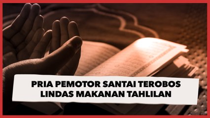 Parah! Pria Pemotor Santai Terobos Lindas Makanan Tahlilan, Jemaah Syok Melongo