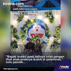 Kocak! Pelaminan Pernikahan Dihiasi Gambar Doraemon, Publik: Kukira Acara Ultah