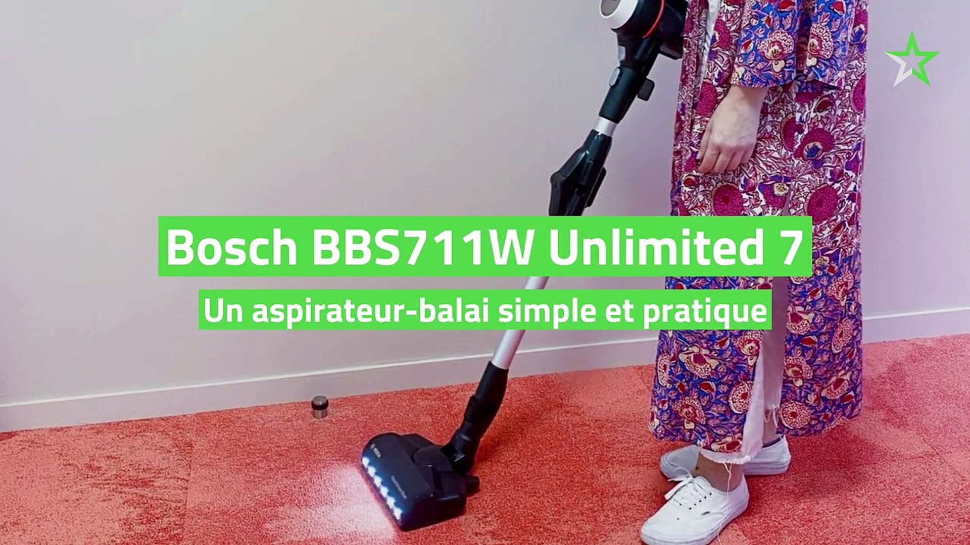 Test Bosch BBS711W Unlimited 7 : un aspirateur-balai simple et pratique -  Vidéo Dailymotion