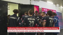 Melbourne Victory players queue for Man United autographs