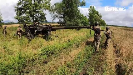 Ukrainian artillery unit near the front line near Kharkiv
