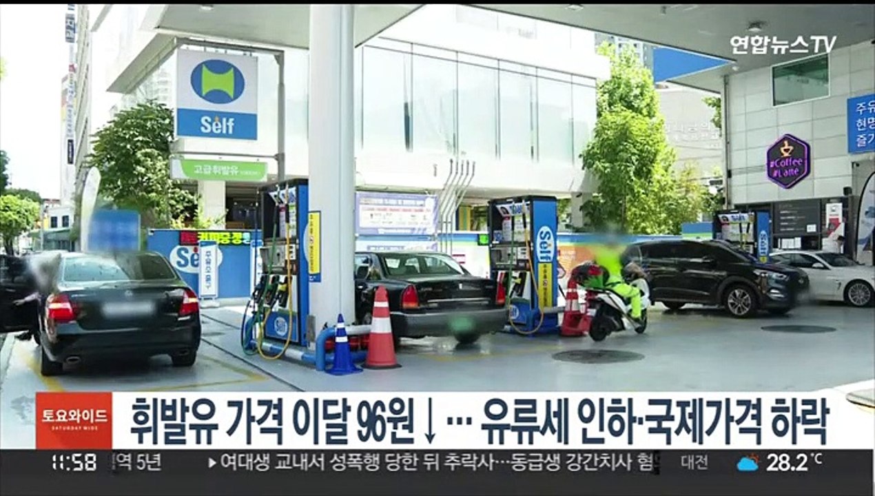 휘발유 가격, 이달 96원 하락…유류세 인하·국제가격 하락