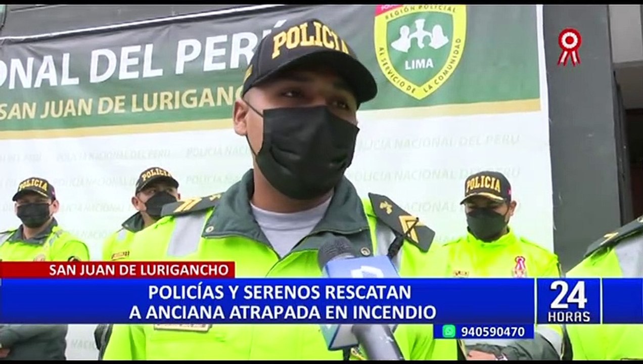 SJL: Valientes policías salvan a anciana de morir en incendio