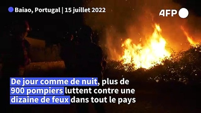 Portugal: de nuit comme de jour, les pompiers luttent contre les incendies