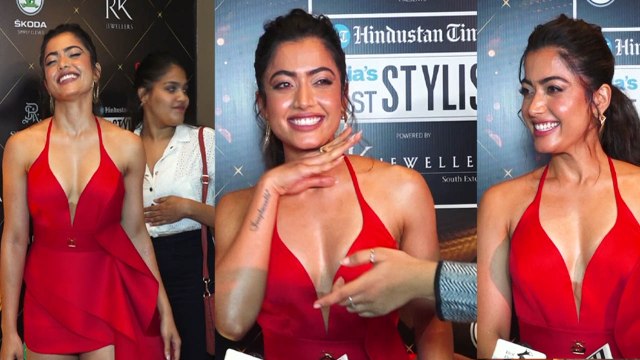 Rashmika Mandanna Stunning Look In Red Dress At HT Most Stylish Awards 2022 | FilmiBeat *Bollywood