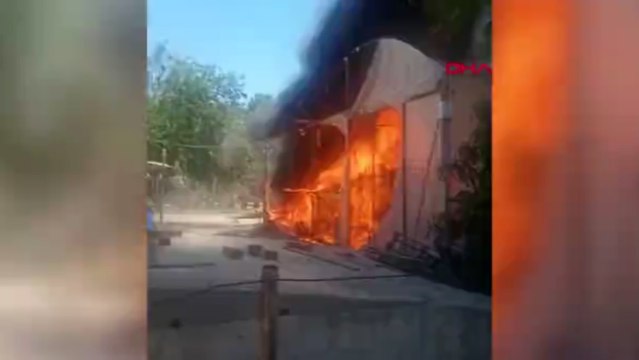 Çim üretim firmasının serasındaki yangın korkuttu