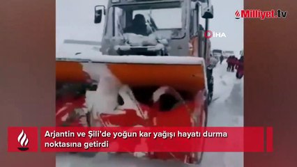 Arjantin-Şili sınırında kar esareti