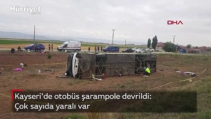 Kayseri'de otobüs şarampole devrildi