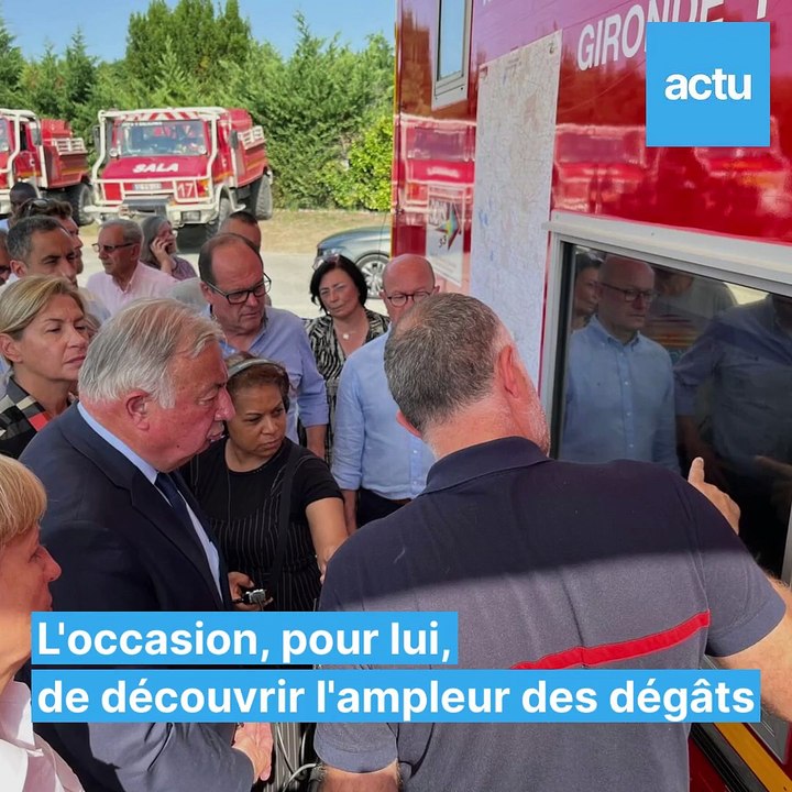 Incendies en Gironde. A Landiras, les pompiers expliquent à Gérard Larcher, que les prochaines 48 heures seront "très importantes"