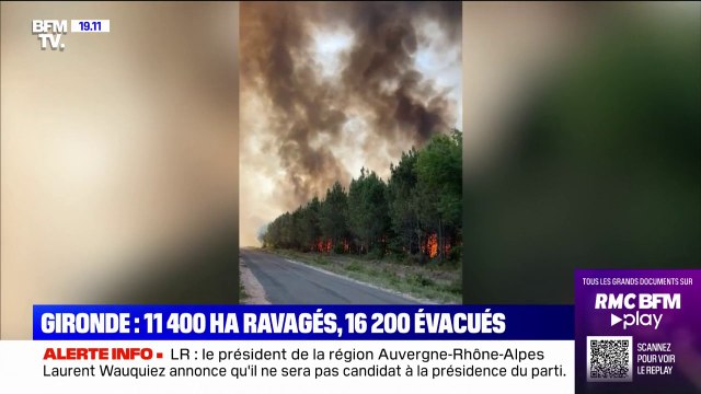 Incendies en Gironde: 11.400 hectares ravagés par les flammes et 16.200 personnes évacuées