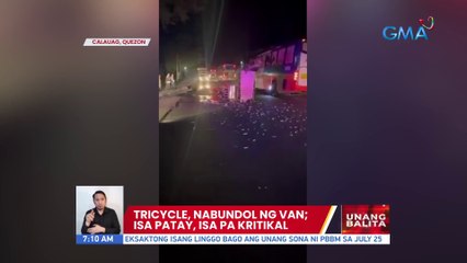 Tricycle, nabundol ng van; Isa patay isa pa kritikal | UB