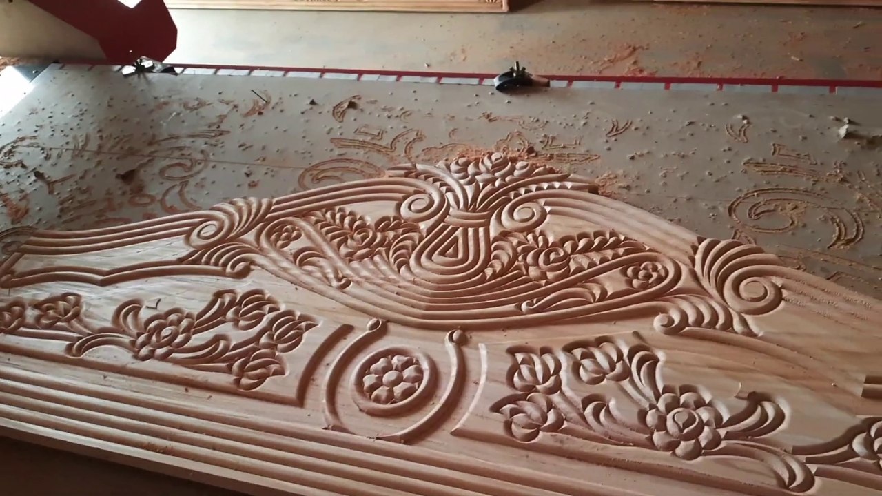 Beautiful bed design made of high quality wood which is beautifully made by CNC machine