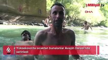 Yüksekova'da sıcaktan bunalanlar Avaşin Deresi'nde serinledi