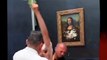 شاهد فيديو لحظة الاعتداء على لوحة الموناليزا فى متحف اللوفر بباريس
