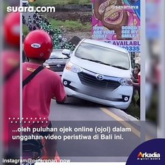 Pasukan Ojol Hijaukan Proses Evakuasi Mobil yang Terperosok di Shortcut Canggu