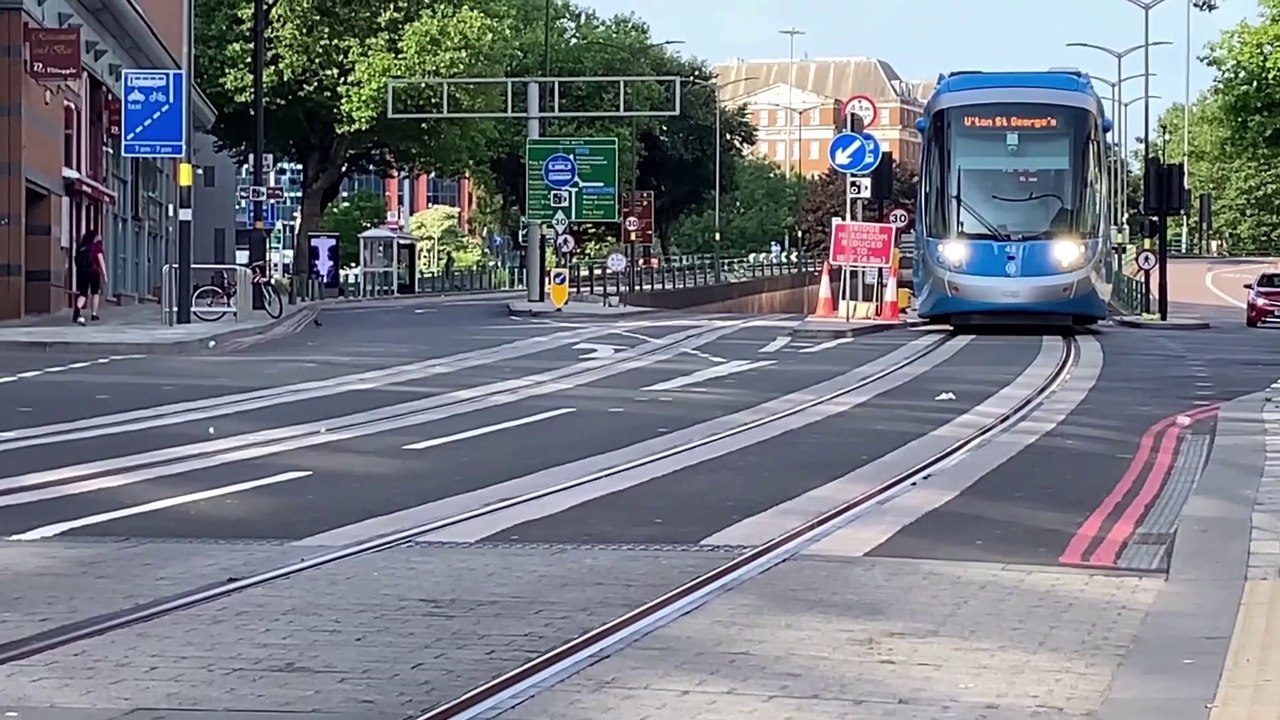 West Midlands Metro trams return to Broad Street in Birmingham