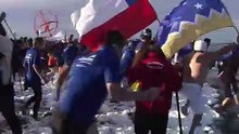 Chileans take a dip in the freezing Strait of Magellan