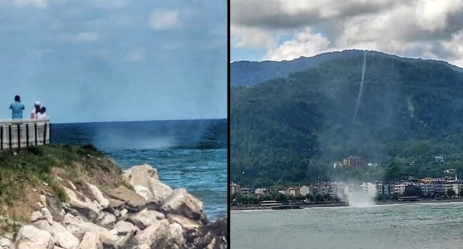 Denizde oluşan hortum korkuttu