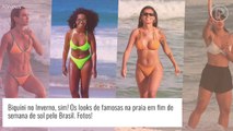Biquíni no Inverno, sim! Veja fotos dos looks de famosas na praia em fim de semana de sol pelo Brasil