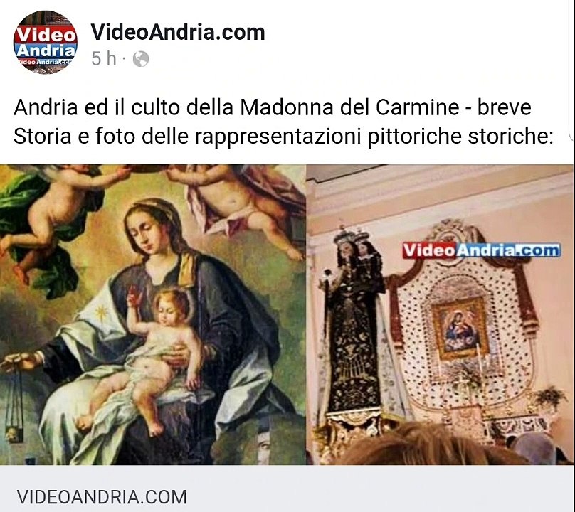 Andria ed il culto della Madonna del Carmine: breve Storia e foto delle rappresentazioni pittoriche storiche I dettagli su https://www.videoandria.com/