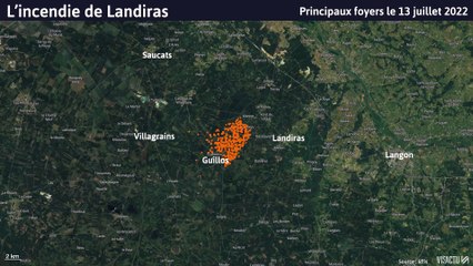 L'évolution du feu de Landiras