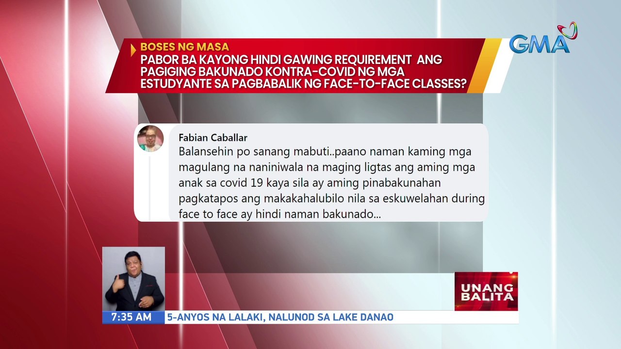Pabor ba kayong hindi gawing requirement ang pagiging bakunado kontra-COVID ng mga estudyante sa pagbabalik ng face-to-face classes? | UB