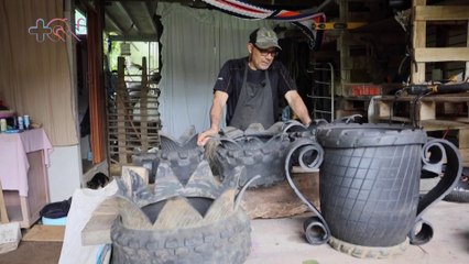 mqn-Pareja en Katira crea obras de arte con las llantas que desechan en su pueblo.-180722