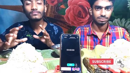 Big fish eating challenge with rice