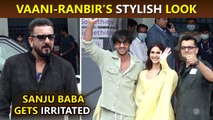 Sanjay Dutt's Gets Irritated With Paps, Ranbir Looks Handsome, Vani Looks Pretty In Yellow 