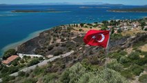 Çeşme'de yanan alan havadan görüntülendi