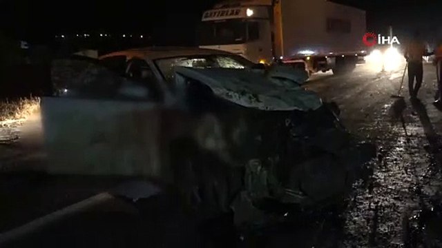 Otomobil koyun sürüsüne böyle daldı: 19 koyun, 1 eşek telef oldu