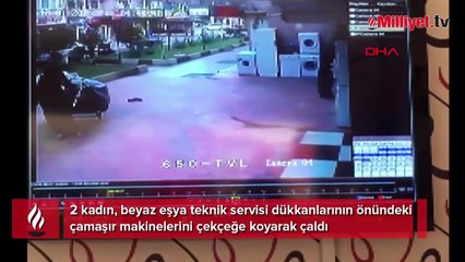 Çekçekle çamaşır makinesi çaldılar