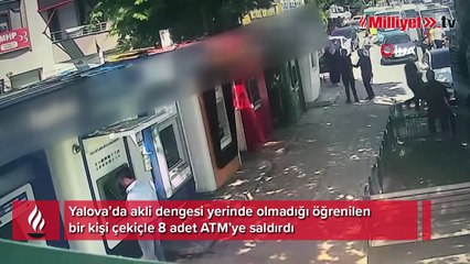 3’üncü kez ATM’leri çekiçle paramparça etti
