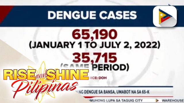 Bilang ng mga tinamaan ng dengue sa bansa, umabot na sa 65,000; Labing tatlong rehiyon sa bansa, nakitaan ng pagtaas ng kaso ng dengue