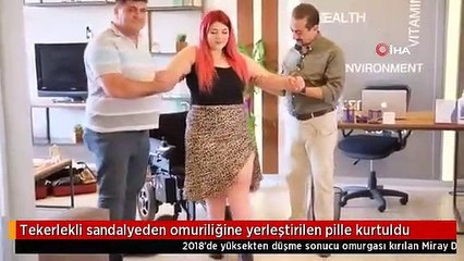 Tekerlekli sandalyeden omuriliğine yerleştirilen pille kurtuldu