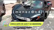 Choca auto de lujo y lo abandona con todo y acompañantes