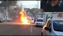 Carro é tomado pelas chamas no Centro de Cascavel; veja vídeo