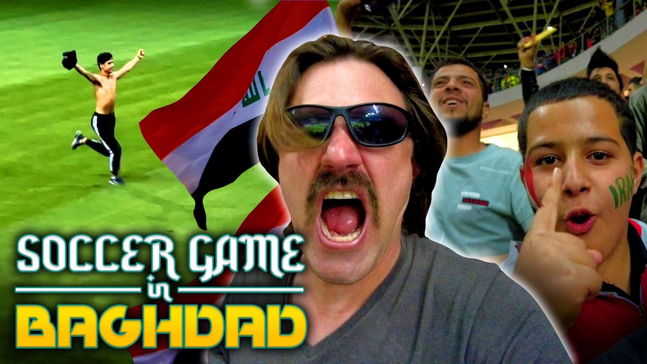 ONLY AMERICAN AT A SOCCER GAME IN BAGHDAD