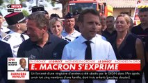 Incendie en Gironde : Regardez l'intégralité de la déclaration d'Emmanuel Macron à la Teste de Busch aux côtés des pompiers