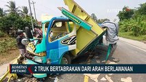Dua Truk Hancur Akibat Tabrakan Adu Banteng di Jalan Lintas Sumatera!